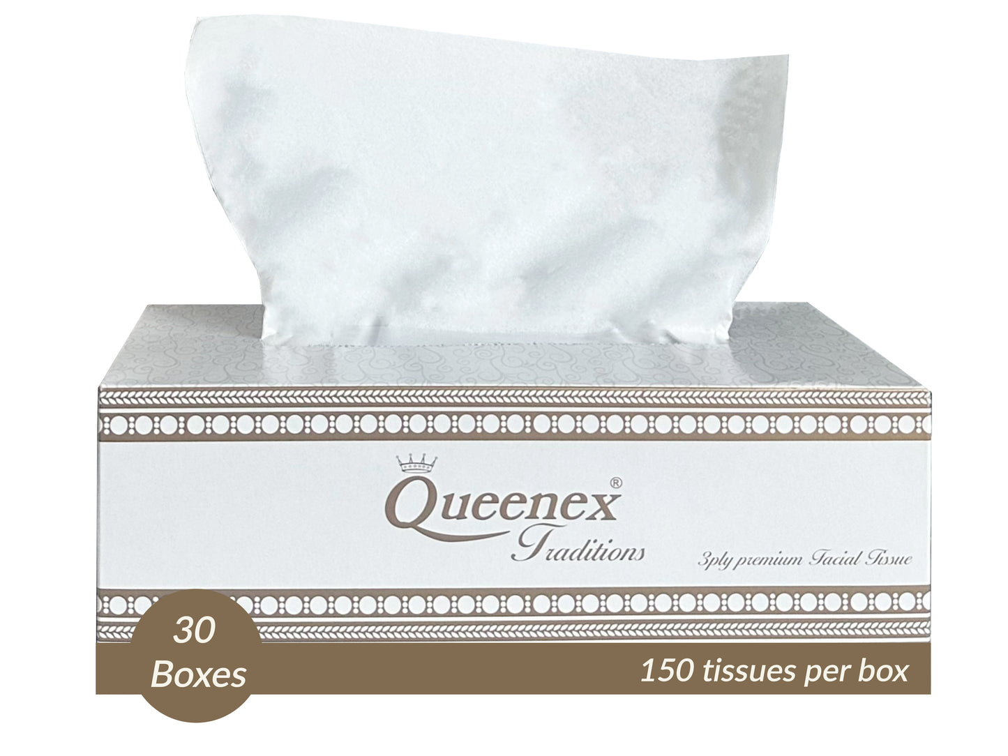 Queenex Ultra Soft Facial Tissues, 150 Tissues per Box, 3-Ply (30-Pack)