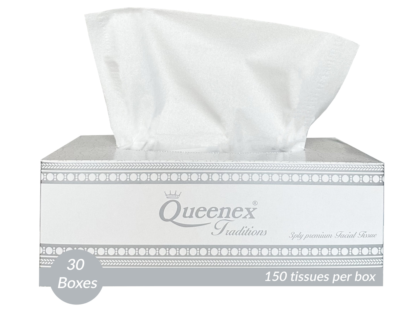 Queenex Ultra Soft Facial Tissues, 150 Tissues per Box, 3-Ply (30-Pack)