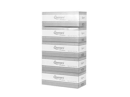 Queenex Ultra Soft Facial Tissues, 150 Tissues per Box, 3-Ply (5-Pack)